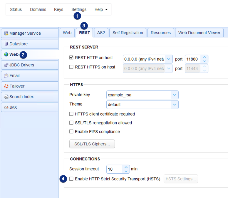 enable hsts admin web interface